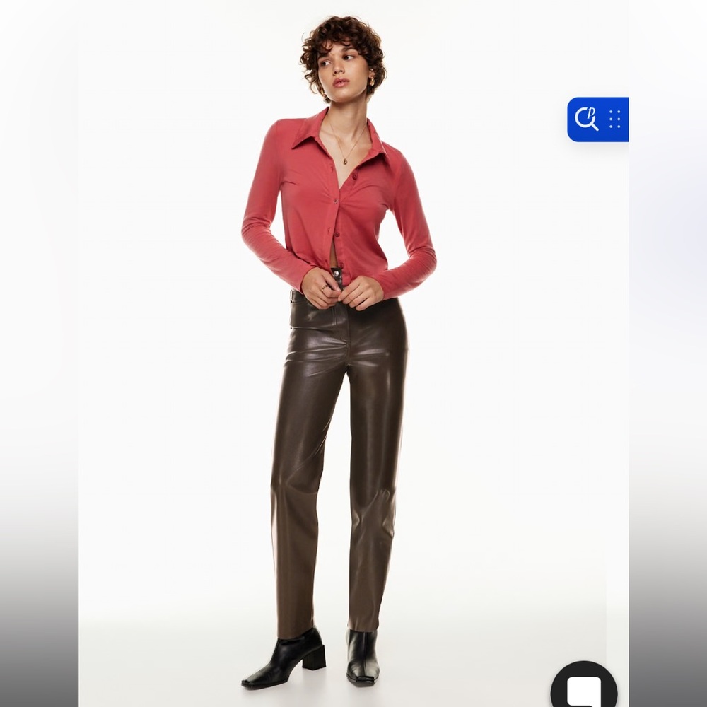 NWT Aritzia Melina Super High Vegan Leather Pants in Rich Mocha Brown